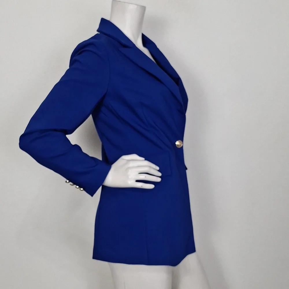 Rachel Zoe Blue Careerwear Gorpcore One Button Long Sleeve Blazer Jacket Size XS - Picture 5 of 14